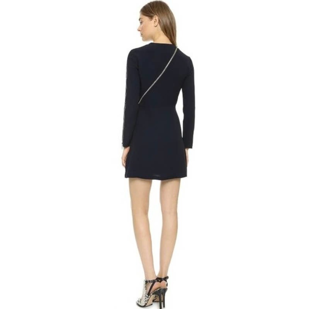 A.L.C. Dress Womens 0 Black Miro Viscose Blend Zipper Accent Mini Fit Flare Crew - Picture 3 of 14